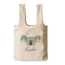 Custom Logo Promotional Wholesale Cute Animal Printing Eco Reusable Canvas T-Shirt Recycled Tote Bag for Shopping Grocery